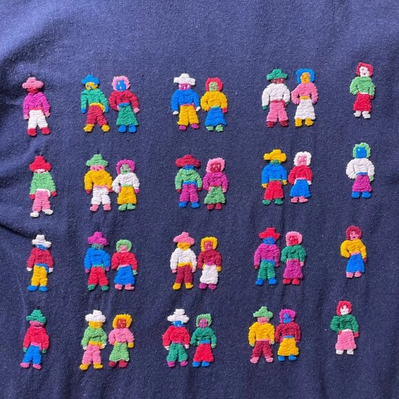 Coco Rock Womens Blue Novelty Embroidered Casual T-Shirt XL - Picture 3 of 9